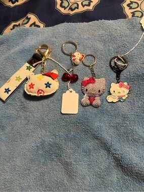 Hello Kitty Multicolor Keychain Bundle with Pink Glitter Charm